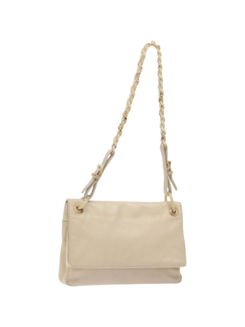 PRADA Shoulder Bag Leather Beige